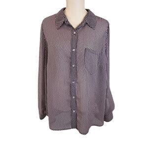 Nanette Lepore Tab Sleeve Semi Sheer Button Shirt
